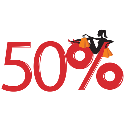 50% κοπέλα με ψώνια, Εκπτωτικά, Αυτοκόλλητα βιτρίνας, 8