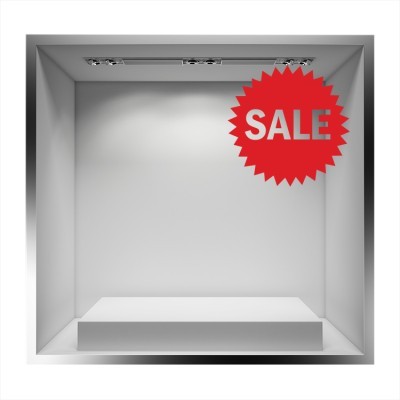 Sales στρογγυλό πλαίσιο με χρωματιστό φόντο Εκπτωτικά Αυτοκόλλητα βιτρίνας 60 x 60 cm (6850)