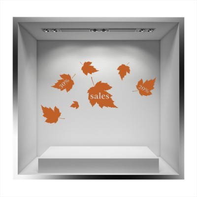 Sales φύλλα φθινοπώρου Εκπτωτικά Αυτοκόλλητα βιτρίνας 27 x 50 cm (6833)