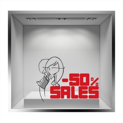 -50% Sales Εκπτωτικά Αυτοκόλλητα βιτρίνας 36 x 50 cm (8118)