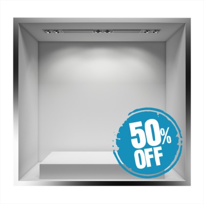 Houseart 50% Off σε κύκλο, Εκπτωτικά, Αυτοκόλλητα βιτρίνας, 40 x 40 εκ.