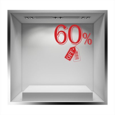 60%, Εκπτωτικά, Αυτοκόλλητα βιτρίνας, 60 x 60 εκ.