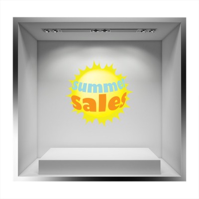 Summer sales μεγάλος ήλιος Άνοιξη – Καλοκαίρι Αυτοκόλλητα βιτρίνας 50 x 50 cm (7399)