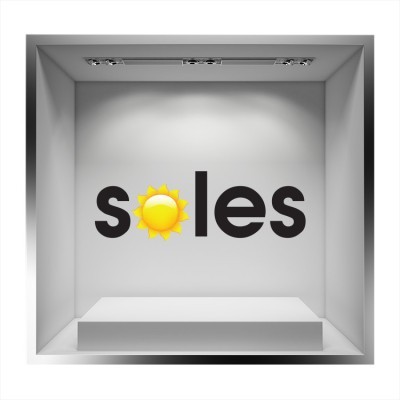 Sales κίτρινος ήλιος Άνοιξη – Καλοκαίρι Αυτοκόλλητα βιτρίνας 24 x 70 cm (7414)