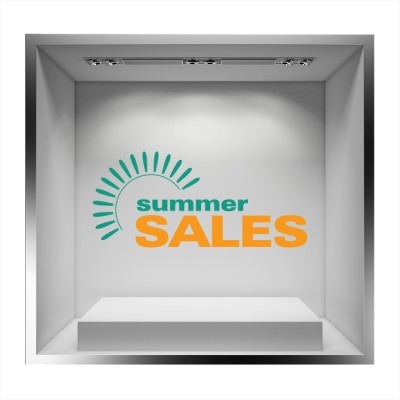 Summer sales πράσινο- κίτρινο Άνοιξη – Καλοκαίρι Αυτοκόλλητα βιτρίνας 43 x 90 cm (7555)