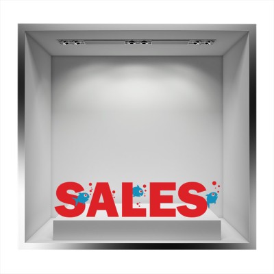 Houseart Sales Ψαράκια, Άνοιξη - Καλοκαίρι, Αυτοκόλλητα βιτρίνας, 90 x 19 εκ.