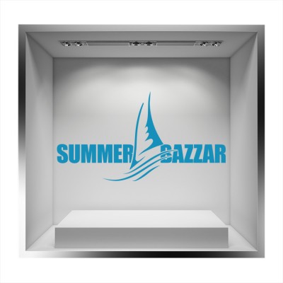 Summer bazzar καρχαρίας Άνοιξη – Καλοκαίρι Αυτοκόλλητα βιτρίνας 48 x 90 cm (7522)