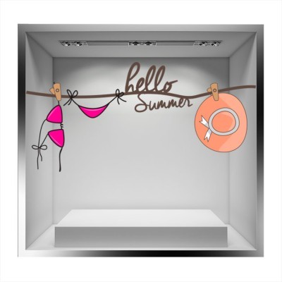 Houseart Hello Summer, Άνοιξη - Καλοκαίρι, Αυτοκόλλητα βιτρίνας, 102 x 50 εκ.