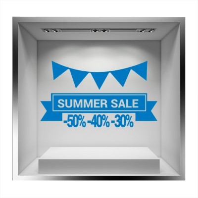 Houseart Summer Sale Ribbon, Άνοιξη - Καλοκαίρι, Αυτοκόλλητα βιτρίνας, 100 x 57 εκ.