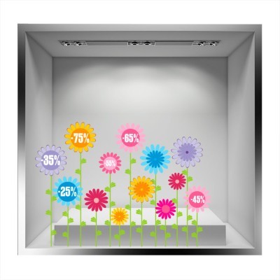 Houseart Spring Flowers, Άνοιξη - Καλοκαίρι, Αυτοκόλλητα βιτρίνας, 100 x 69 εκ.