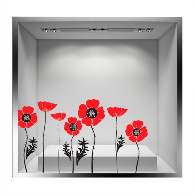 Houseart - ΣΗΜΑΝΤΙΚΟ: Σε περίπτωση διαφοράς τιμής από το κατάστημα ισχύει παντα και μόνο η τιμή του καταστήματος Παπαρούνες, Άνοιξη - Καλοκαίρι, Αυτοκόλλητα βιτρίνας, 8