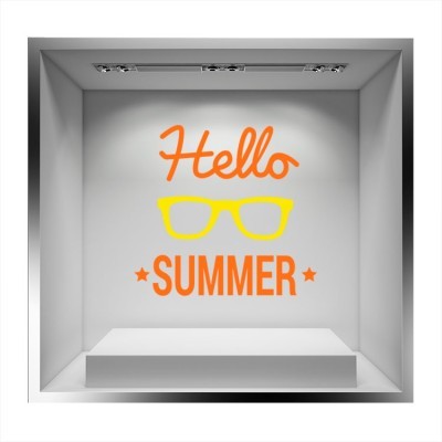 Houseart Hello Summer με γυαλιά, Άνοιξη - Καλοκαίρι, Αυτοκόλλητα βιτρίνας, 55 x 50 εκ.