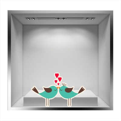 Houseart Kissing Birds, Valentines Day, Αυτοκόλλητα βιτρίνας, 80 x 50 εκ.