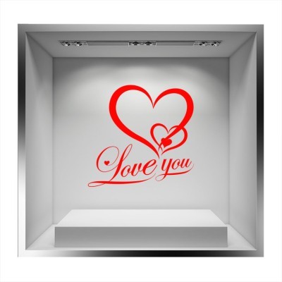 Love you κόκκινη καρδιά Valentines Day Αυτοκόλλητα βιτρίνας 48 x 50 cm (17065)