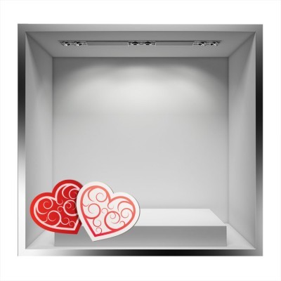 Δυο καρδιές ενωμένες Valentines Day Αυτοκόλλητα βιτρίνας 48 x 85 cm (17077)