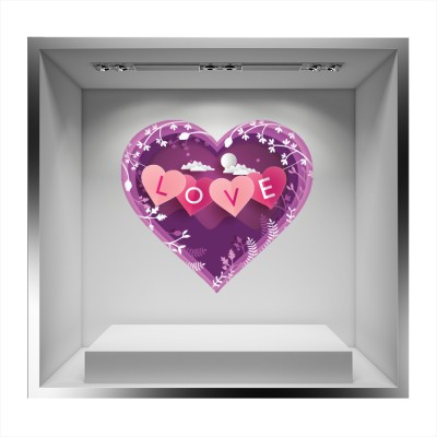 Houseart Μωβ Αγάπη, Valentines Day, Αυτοκόλλητα βιτρίνας, 50 x 45 εκ.