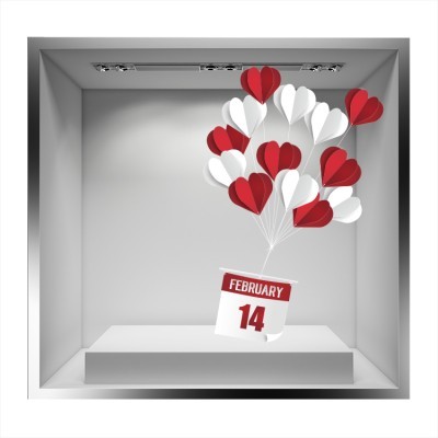 Houseart 14 February, Valentines Day, Αυτοκόλλητα βιτρίνας, 50 x 76 εκ.