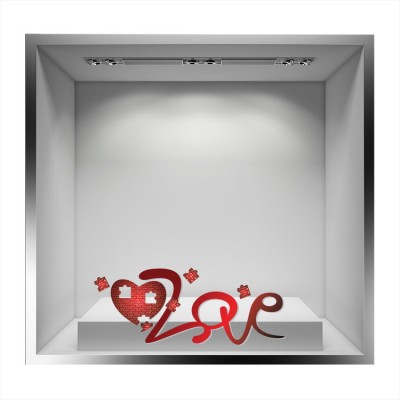 Houseart Love Puzzle, Valentines Day, Αυτοκόλλητα βιτρίνας, 60 x 25 εκ.