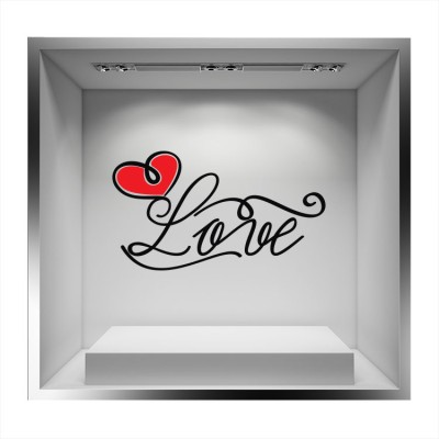 Houseart Red Black Love, Valentines Day, Αυτοκόλλητα βιτρίνας, 70 x 40 εκ.