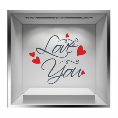 Love you με πολλές κόκκινες καρδιές Valentines Day Αυτοκόλλητα βιτρίνας 48 x 54 cm (17041)