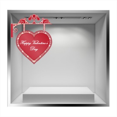 Happy Valentines Day καρδιά κρεμαστή Valentines Day Αυτοκόλλητα βιτρίνας 76 x 63 cm (17042)