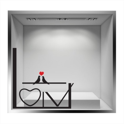 Love πουλάκια Valentines Day Αυτοκόλλητα βιτρίνας 55 x 55 cm (17043)