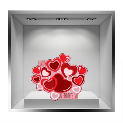 Houseart Καρδούλες, Valentines Day, Αυτοκόλλητα βιτρίνας, 65 x 55 εκ.