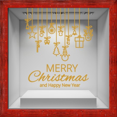 Christmas Golden Deco Χριστουγεννιάτικα Αυτοκόλλητα βιτρίνας 53 x 50 cm (36758)