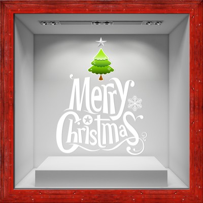 Christmas Tree-Merry Christmas Χριστουγεννιάτικα Αυτοκόλλητα βιτρίνας 80 x 103 εκ. (50046)