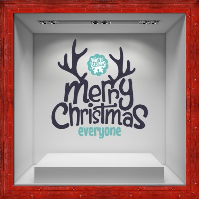 Houseart Merry Christmas Everyone, Χριστουγεννιάτικα, Αυτοκόλλητα βιτρίνας, 80 x 82 εκ.