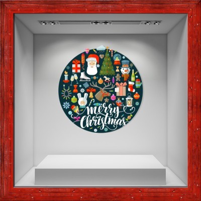 Merry Christmas gifts Χριστουγεννιάτικα Αυτοκόλλητα βιτρίνας 80 x 83 εκ. (50053)