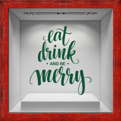 Eat Drink and Merry Χριστουγεννιάτικα Αυτοκόλλητα βιτρίνας 80 x 89 εκ. (50057)