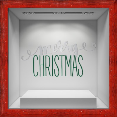 Merry Christmas White-Green, Χριστουγεννιάτικα, Αυτοκόλλητα βιτρίνας, 80 x 40 εκ. (50060)
