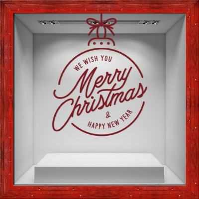 Houseart Wish You Merry Christmas, Χριστουγεννιάτικα, Αυτοκόλλητα βιτρίνας, 80 x 103 εκ.