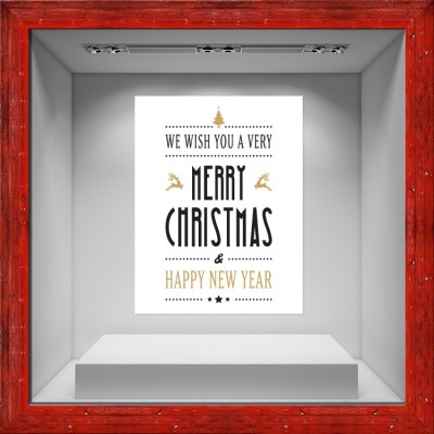 We wish You Gold-Black, Χριστουγεννιάτικα, Αυτοκόλλητα βιτρίνας, 80 x 103 εκ. (50063)