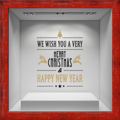 We wish You Gold-Black Χριστουγεννιάτικα Αυτοκόλλητα βιτρίνας 80 x 103 εκ. (50063)