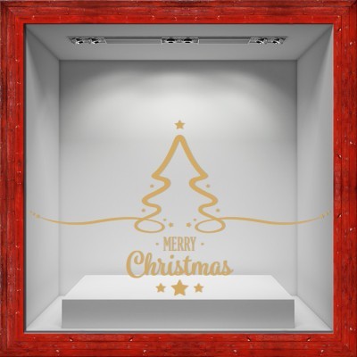 Christmas Tree-Gold star Χριστουγεννιάτικα Αυτοκόλλητα βιτρίνας 80 x 47 εκ. (50064)