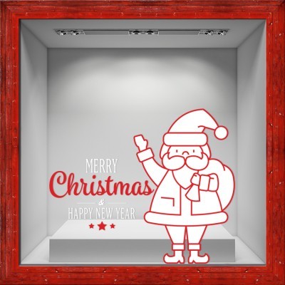 Santa Claus White-Red Χριστουγεννιάτικα Αυτοκόλλητα βιτρίνας 80 x 72 εκ. (50065)