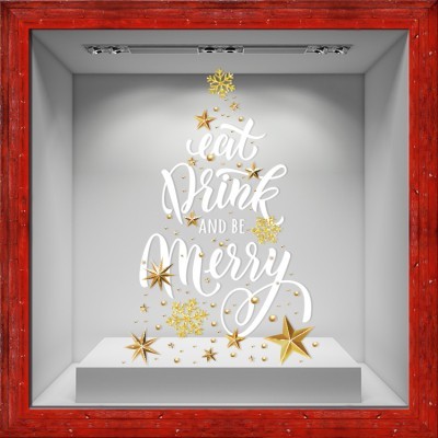 Eat & drink & Merry 2, Χριστουγεννιάτικα, Αυτοκόλλητα βιτρίνας, 80 x 121 εκ. (50066)