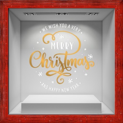 We Wish You White-Gold, Χριστουγεννιάτικα, Αυτοκόλλητα βιτρίνας, 80 x 85 εκ. (50070)
