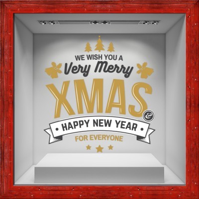 Houseart XMAS Gold-Black, Χριστουγεννιάτικα, Αυτοκόλλητα βιτρίνας, 80 x 84 εκ.