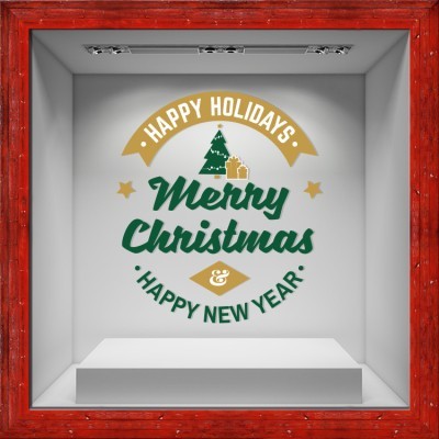Houseart Feliz Navidad, Χριστουγεννιάτικα, Αυτοκόλλητα βιτρίνας, 80 x 90 εκ.