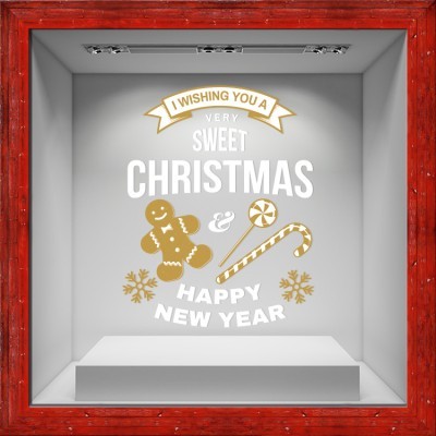 Houseart Sweet Christmas, Χριστουγεννιάτικα, Αυτοκόλλητα βιτρίνας, 80 x 101 εκ.