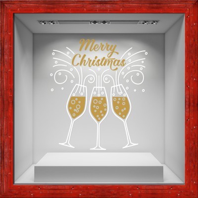 Merry Christmas Drinks, Χριστουγεννιάτικα, Αυτοκόλλητα βιτρίνας, 80 x 91 εκ. (50082)