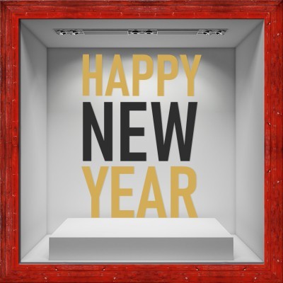 Houseart HNY Gold, Χριστουγεννιάτικα, Αυτοκόλλητα βιτρίνας, 80 x 109 εκ.