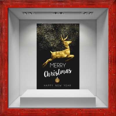 Ελάφι -Χρυσό, Χριστουγεννιάτικα, Αυτοκόλλητα βιτρίνας, 80 x 123 εκ. (50204)