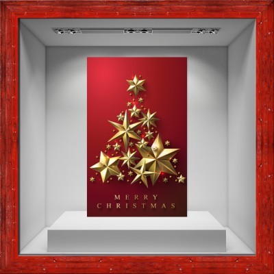 Gold Stars Χριστουγεννιάτικα Αυτοκόλλητα βιτρίνας 80 x 129 εκ. (50205)