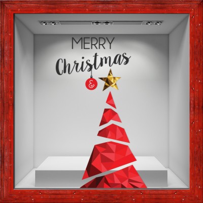 Χριστουγεννιάτικο Δέντρο από Σχήματα Χριστουγεννιάτικα Αυτοκόλλητα βιτρίνας 80 x 133 εκ. (50207)
