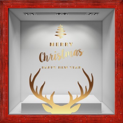Τάρανδος-Χρυσαφί Χριστουγεννιάτικα Αυτοκόλλητα βιτρίνας 80 x 112 εκ. (50208)