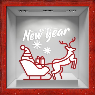 Έλκηθρο με δώρα Χριστουγεννιάτικα Αυτοκόλλητα βιτρίνας 80 x 72 εκ. (50210)